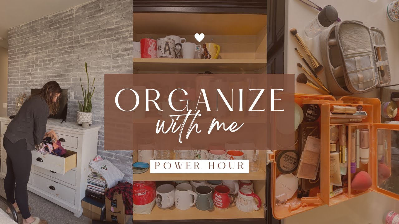 ORGANIZE WITH ME||POWER HOUR CLEAN OUT||WHAT CAN I GET DONE? CHRISTMAS PREP🎁✨☑️