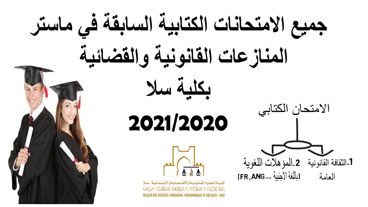 جميع الامتحانات الكتابية السابقة في ماستر المنازعات القانونية والقضائية بكلية سلا 2020/2021