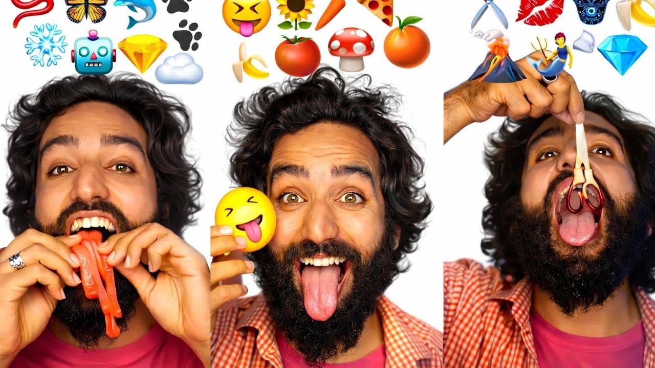 ASMR Eating Emoji Food Mukbang 😍🔥🥐🥕🫀 | Crunchy Candy Eating Sounds | COMPILATION Food Family 