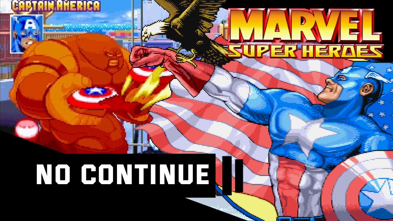 Marvel Super Heroes (Sega Saturn) Arcade Mode With Captain America Level 8 No Continue