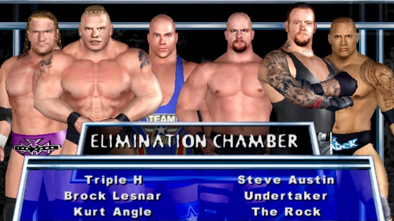 Triple H vs Austin vs Brock vs Undertaker vs Angle vs Rock Elimination Chamber full match WWE HCTP