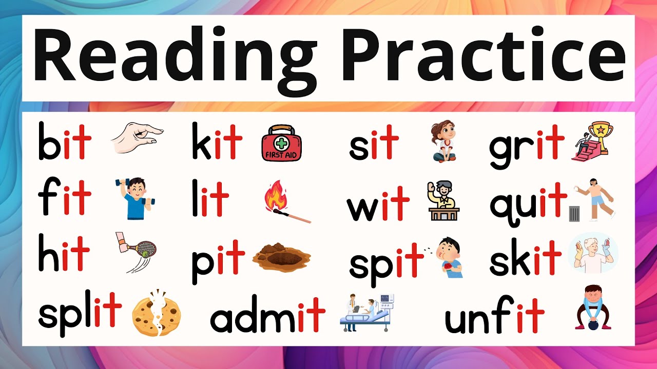 Word Family IT Reading Practice with Phonics CVC Words
