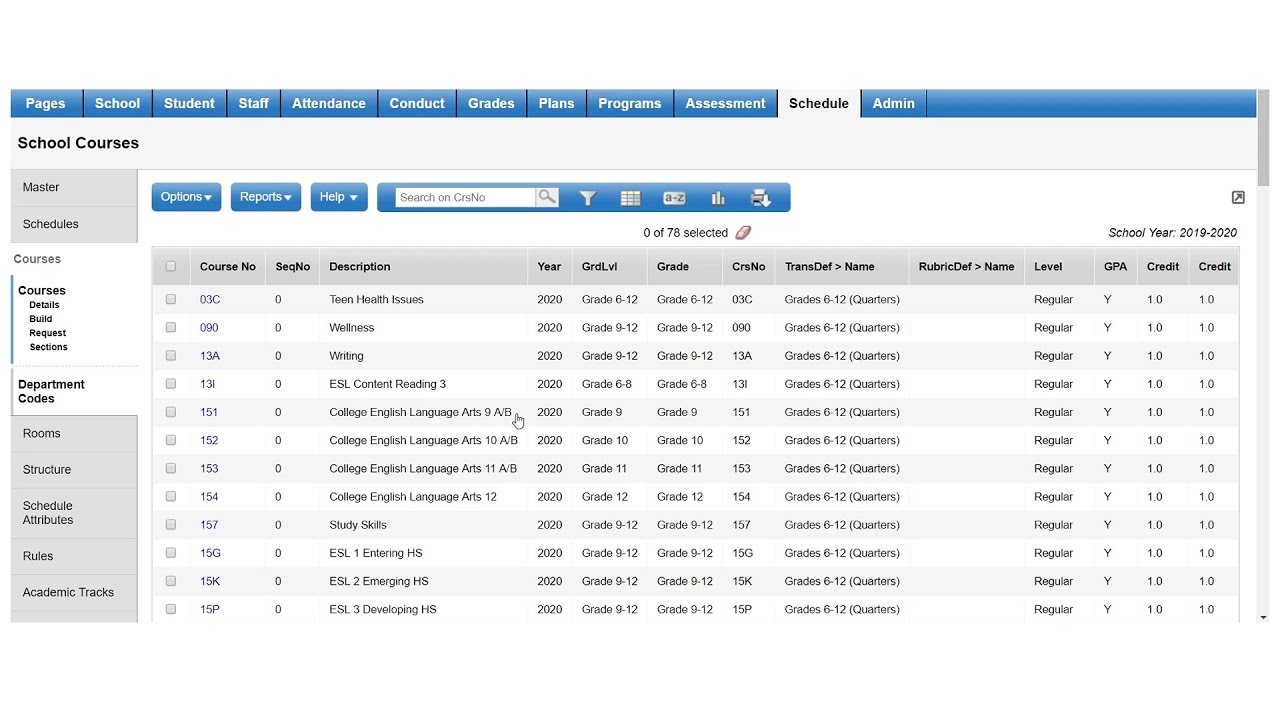 Scheduling: Copy Course Catalog