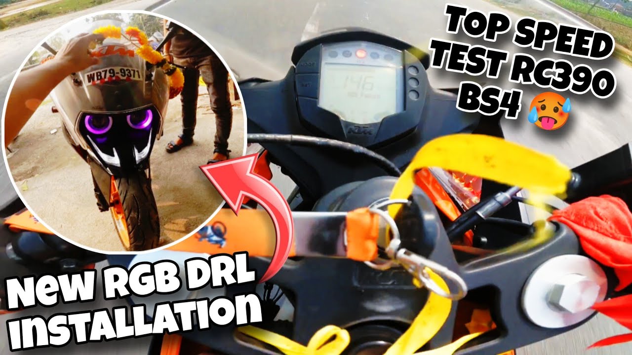 RC390 bs4 Top speed test in all gear 🔥|| New RGB drl installation on RC390 bs4 🥵 