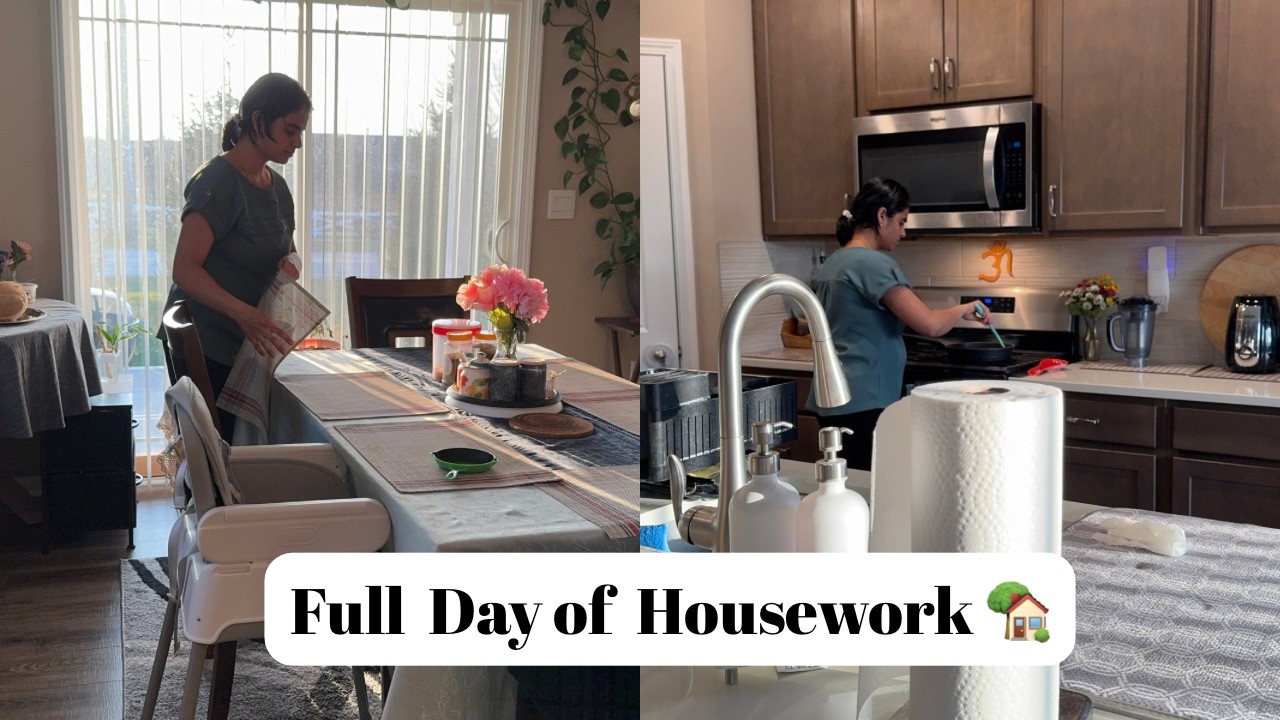 Busy Day Routine | Cooking, Cleaning, Laundry & Organizing the House | Telugu Family in USA