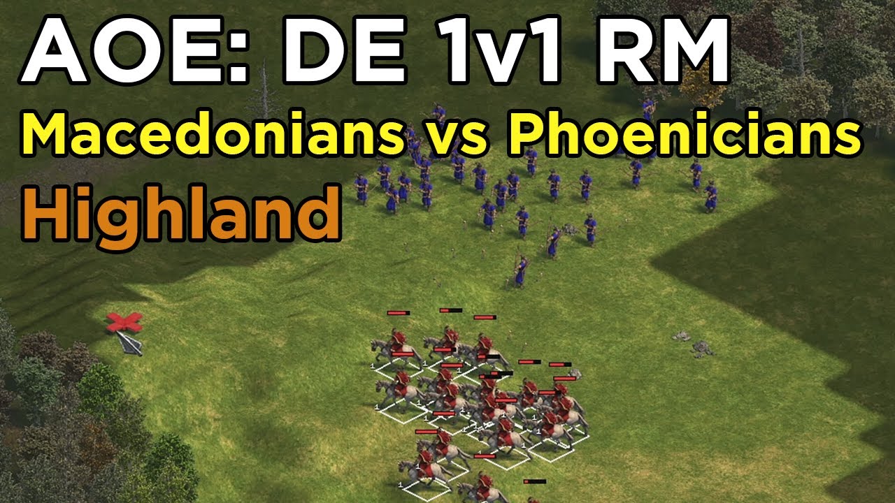 AOE: DE 1v1 Ranked RM - eartahhj vs twoeyesdontcry - Macedonians vs Phoenicians on Highland