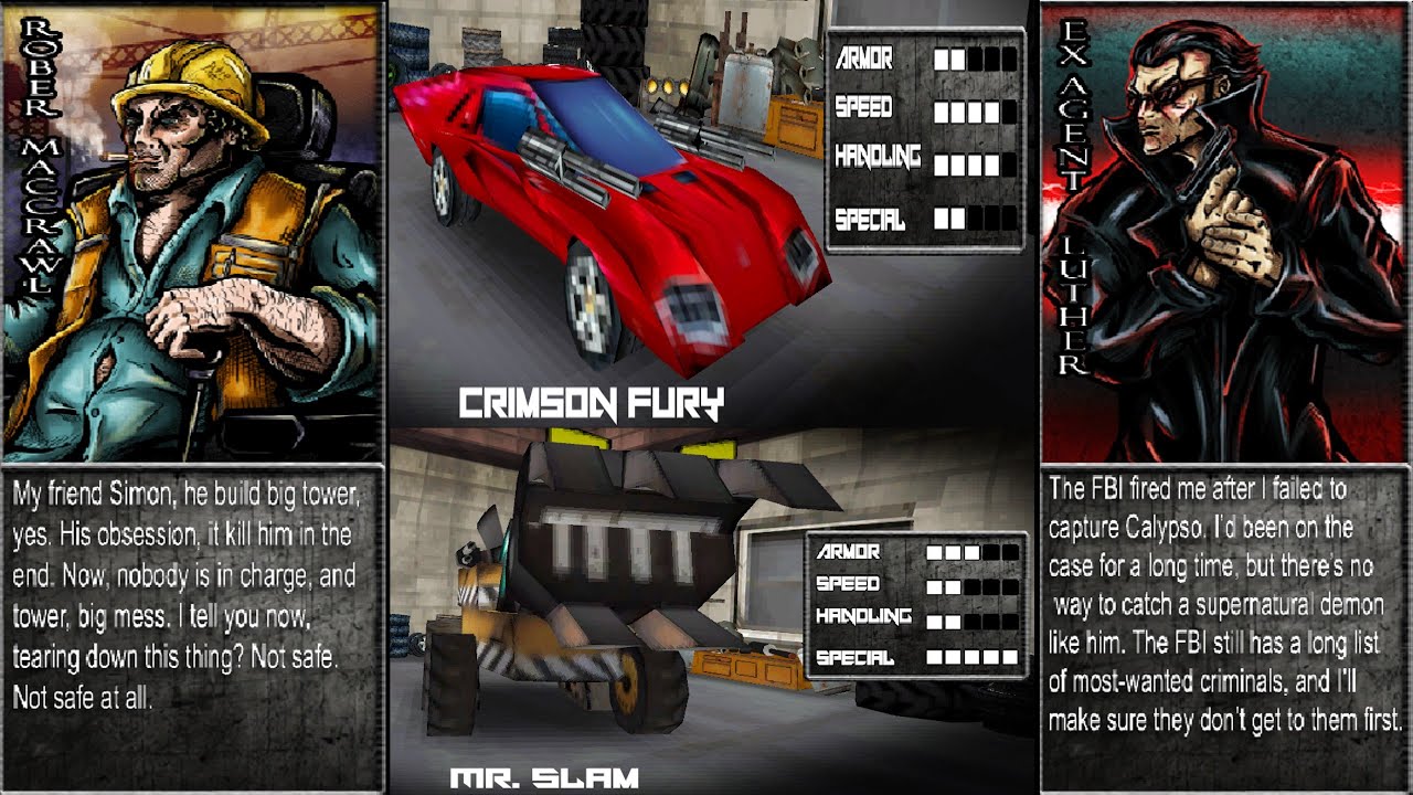 [PC] Twisted Metal V Fan Game Version 2.0 (Mr. Slam & Crimson Fury - Story Mode on Hard difficulty)