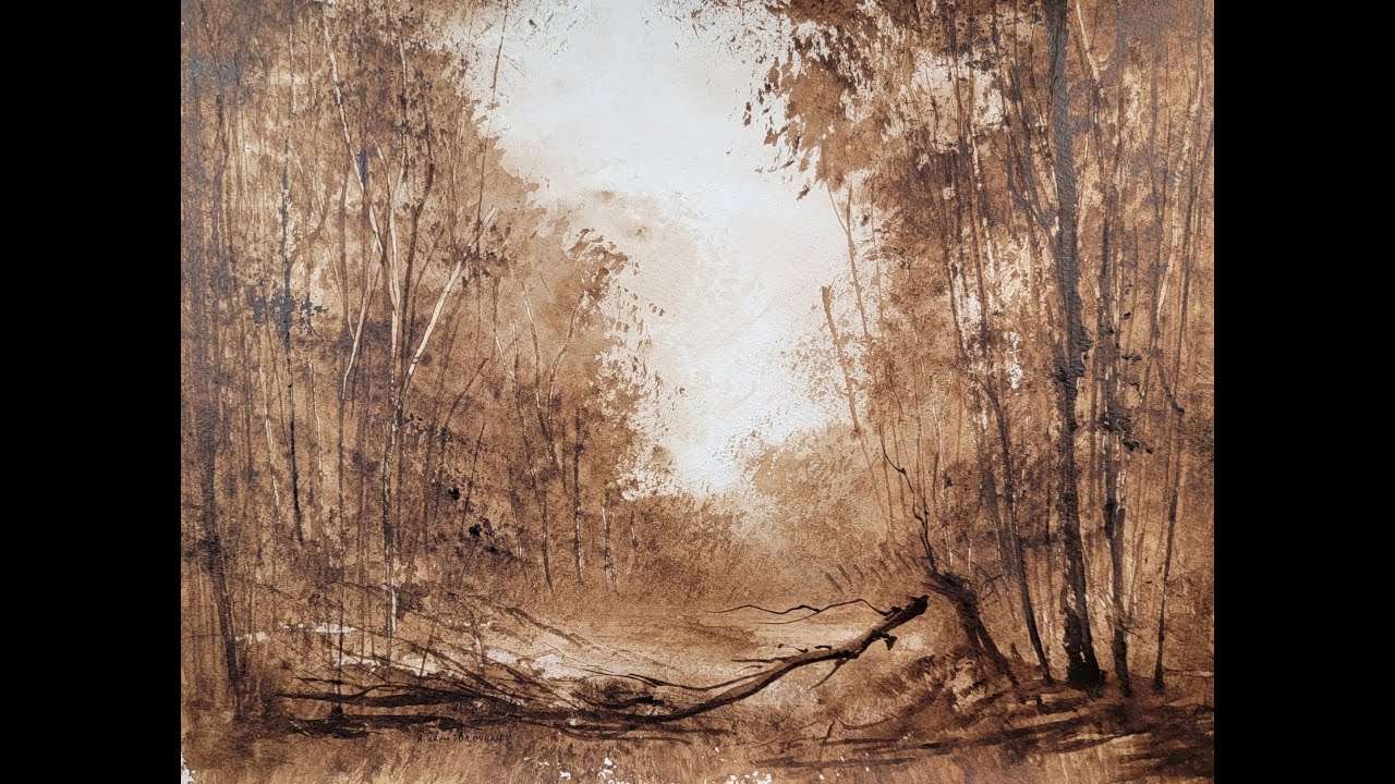 543) Beginner Landscape Tonalist Painting Tutorial: How to Paint Monochromatic with Van Dyke Brown