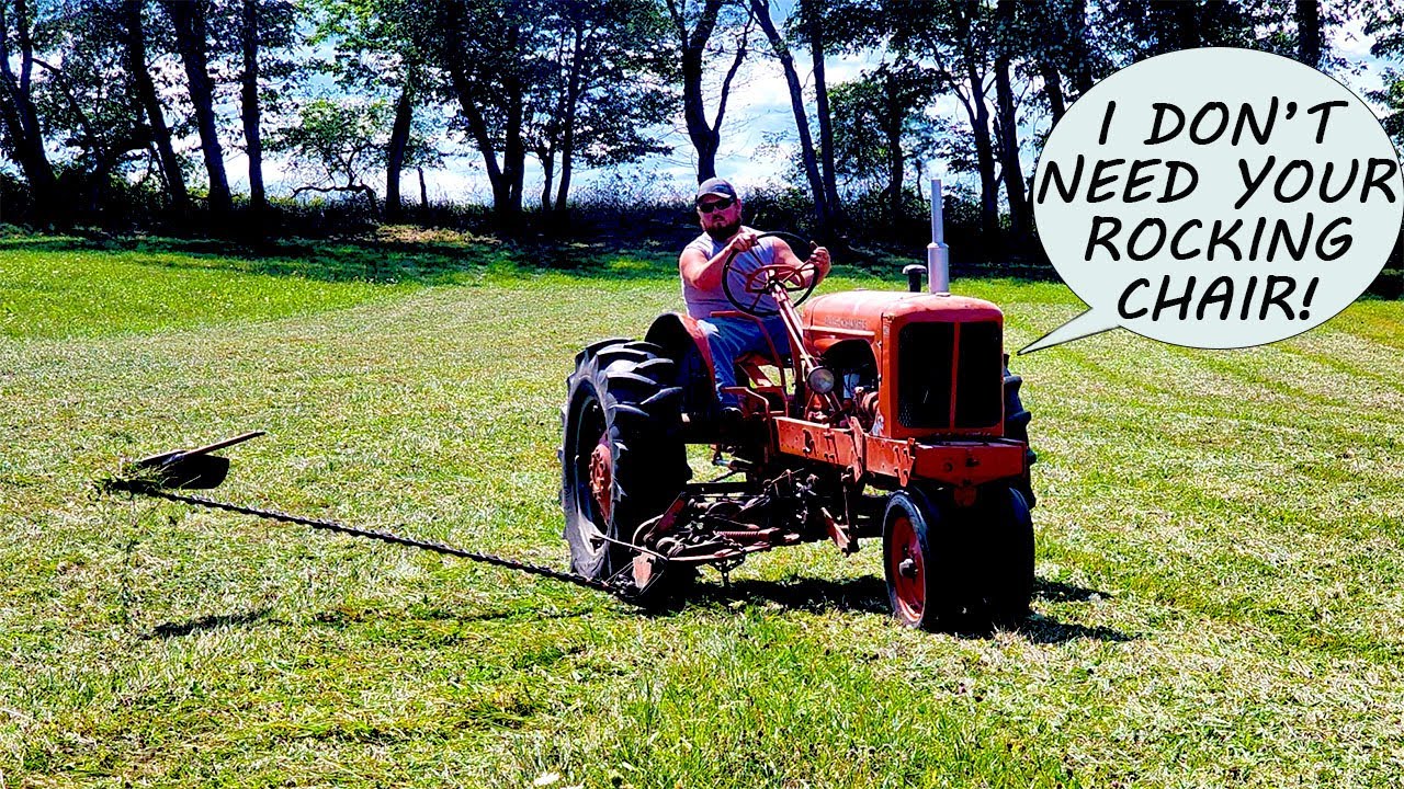 Allis Chalmers WD And Belly Mounted Sickle Mower Cutting Abandoned Second Cut Hay