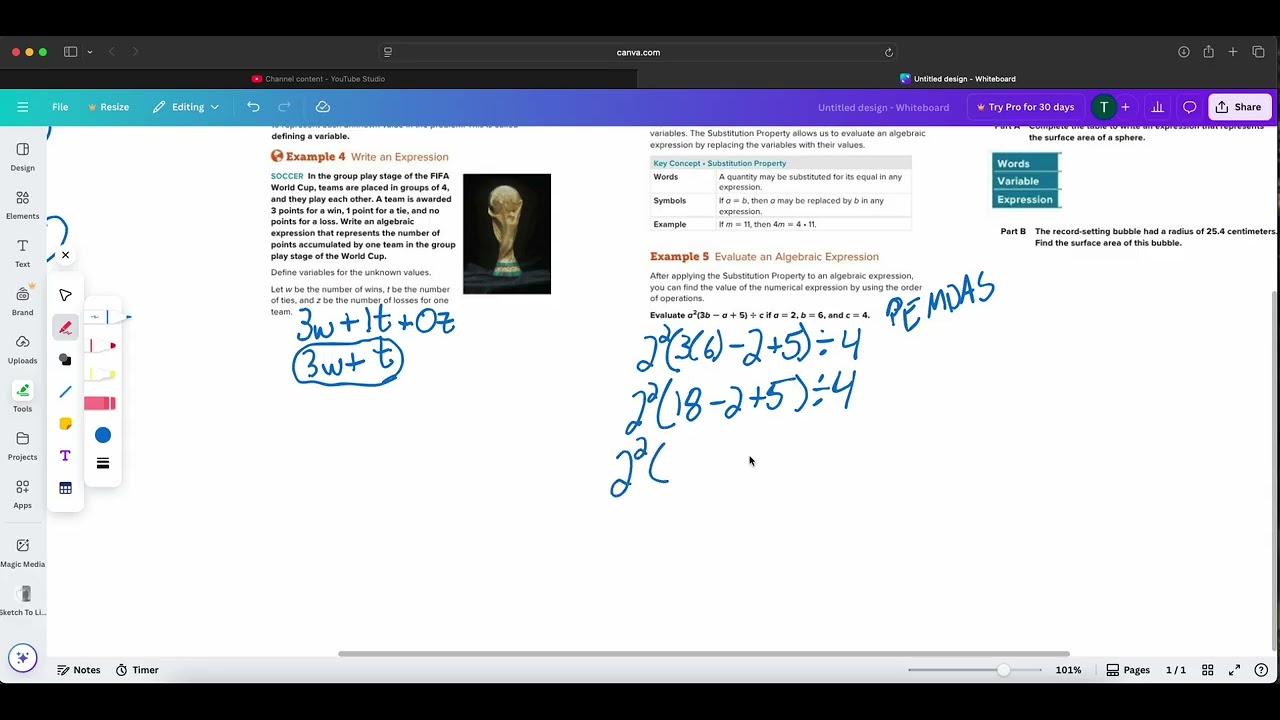 1.2 Algebraic Expressions Notes(IM1)