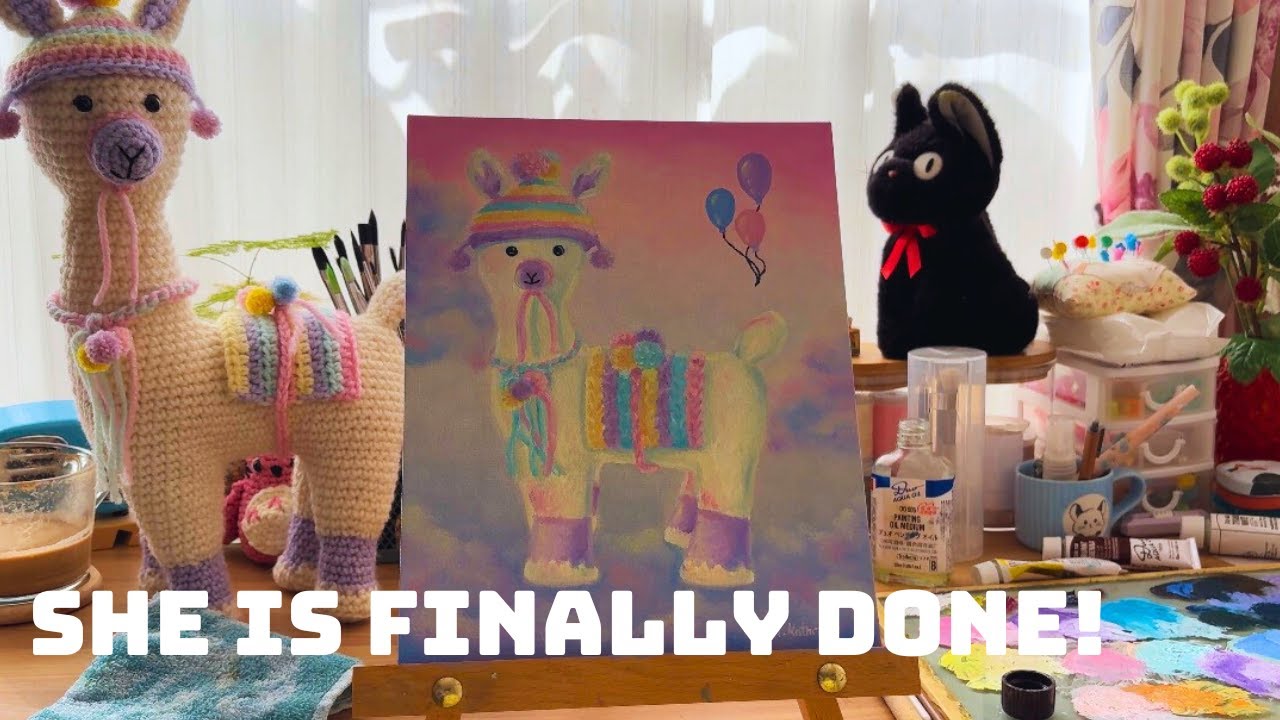 Finally Painted My Crochet Alpaca in Oils! ♡ Full Process