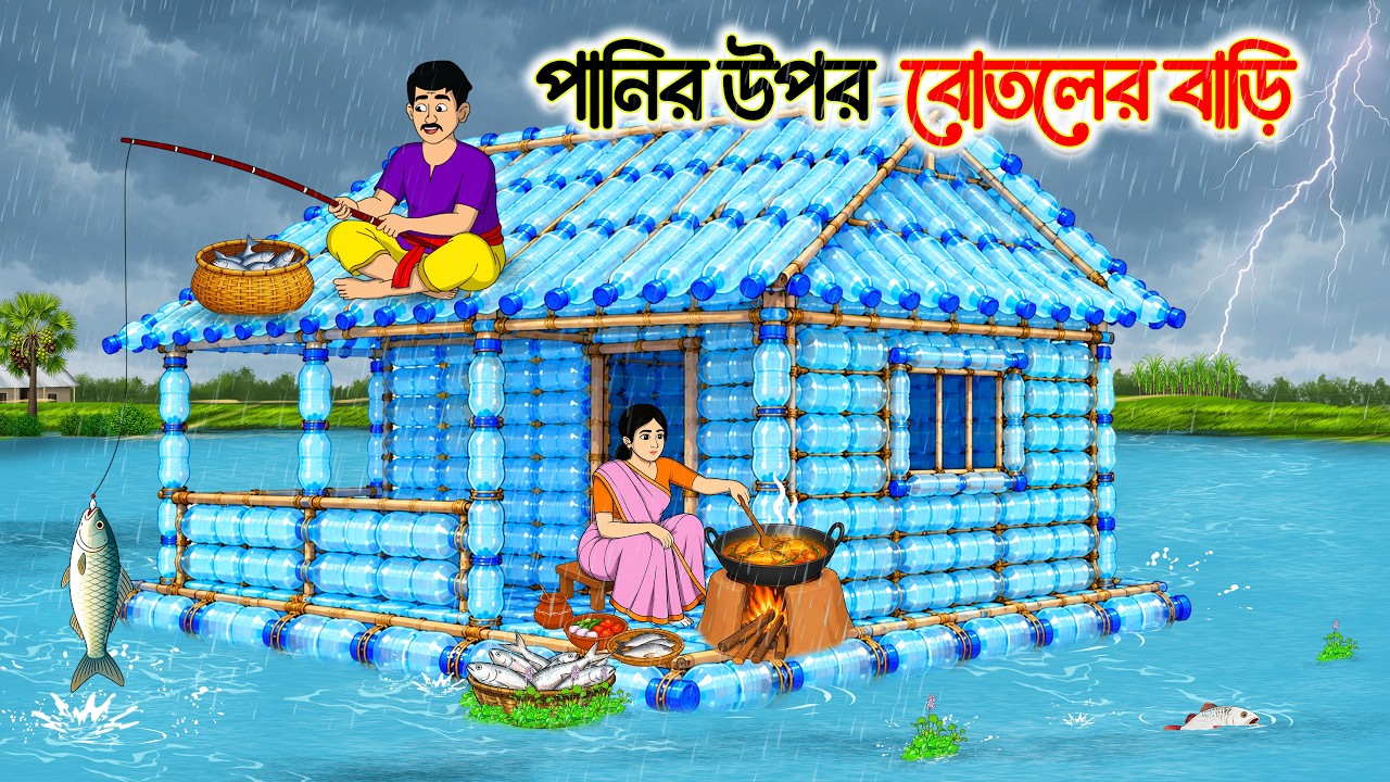 পানির উপর বোতলের বাড়ি | Bangla Cartoon Story | Bangla Notun Golpo | Cartoon Golpo