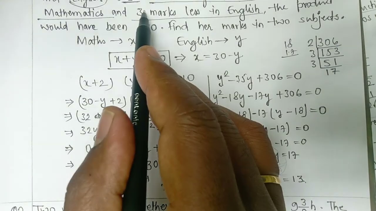 Class 10 QUADRATIC EQUATIONS (WORD PROBLEM)