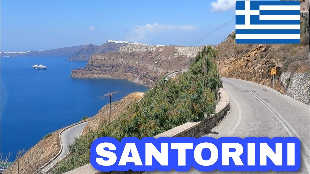 Bus Ride from Santorini Airport to The Port  🇬🇷 - August 27, 2022
