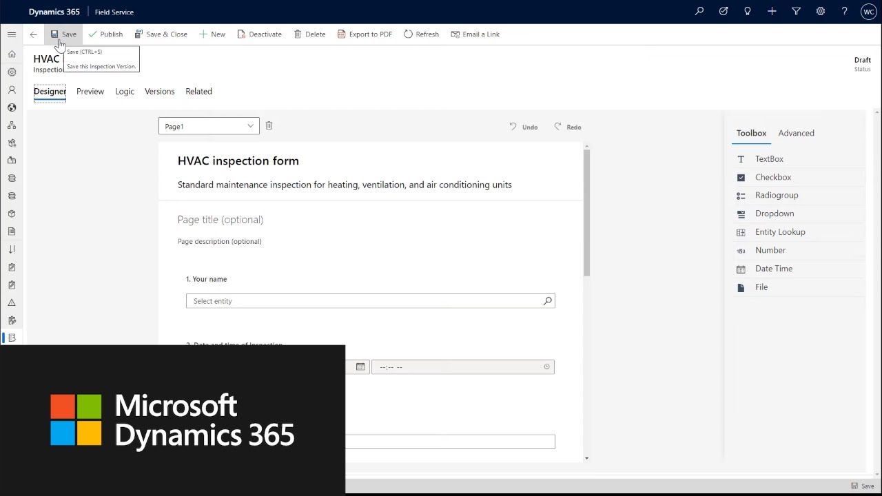 Inspections using Dynamics 365 Field Service