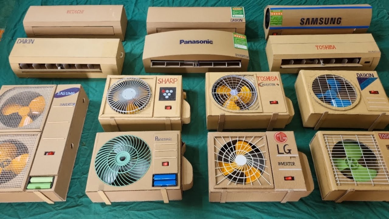 Making cardboard air conditioner models inspired by Samsung, LG, Daikin, Panasonic, Toshiba, Hitachi
