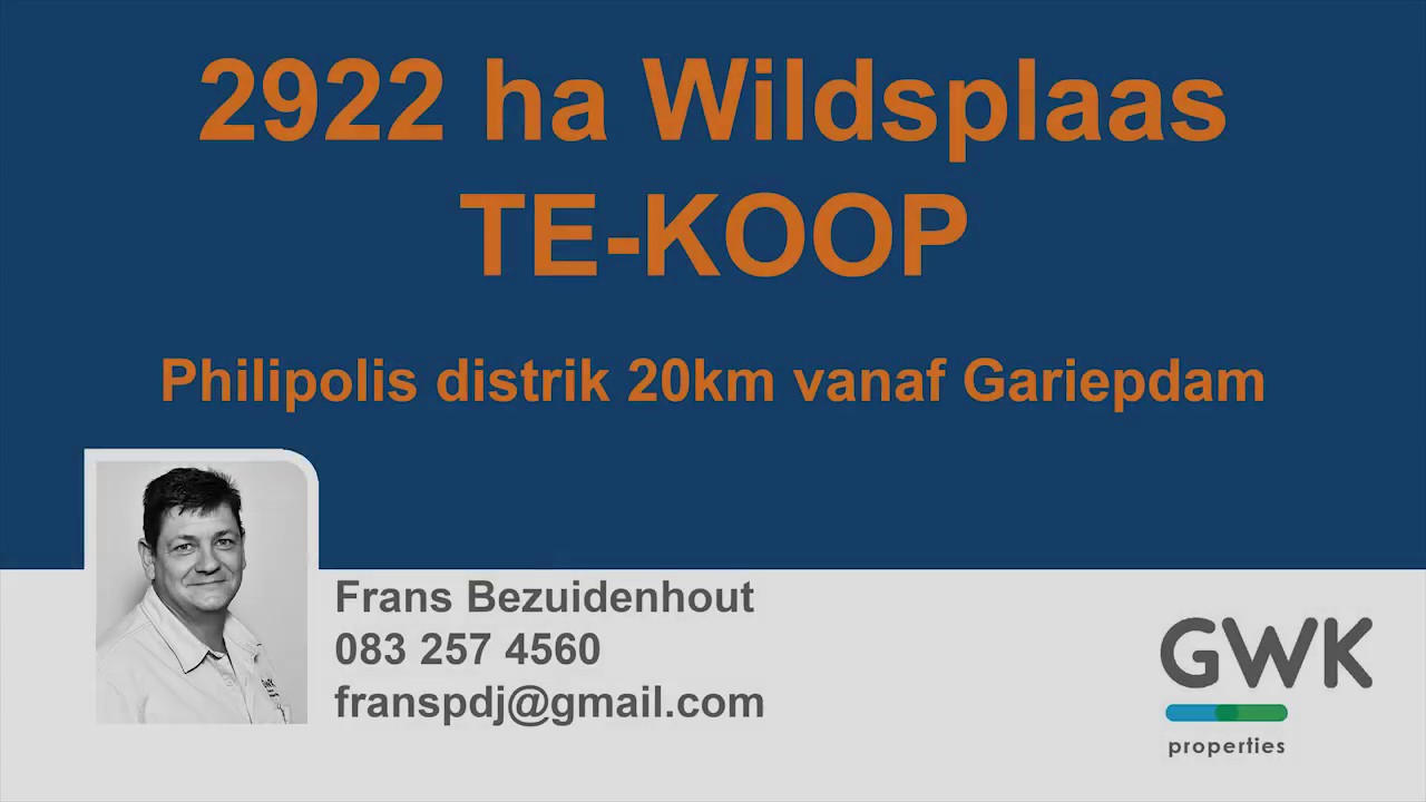 2922 ha Wildsplaas TE-KOOP - Philipolis distrik 20km vanaf Gariepdam