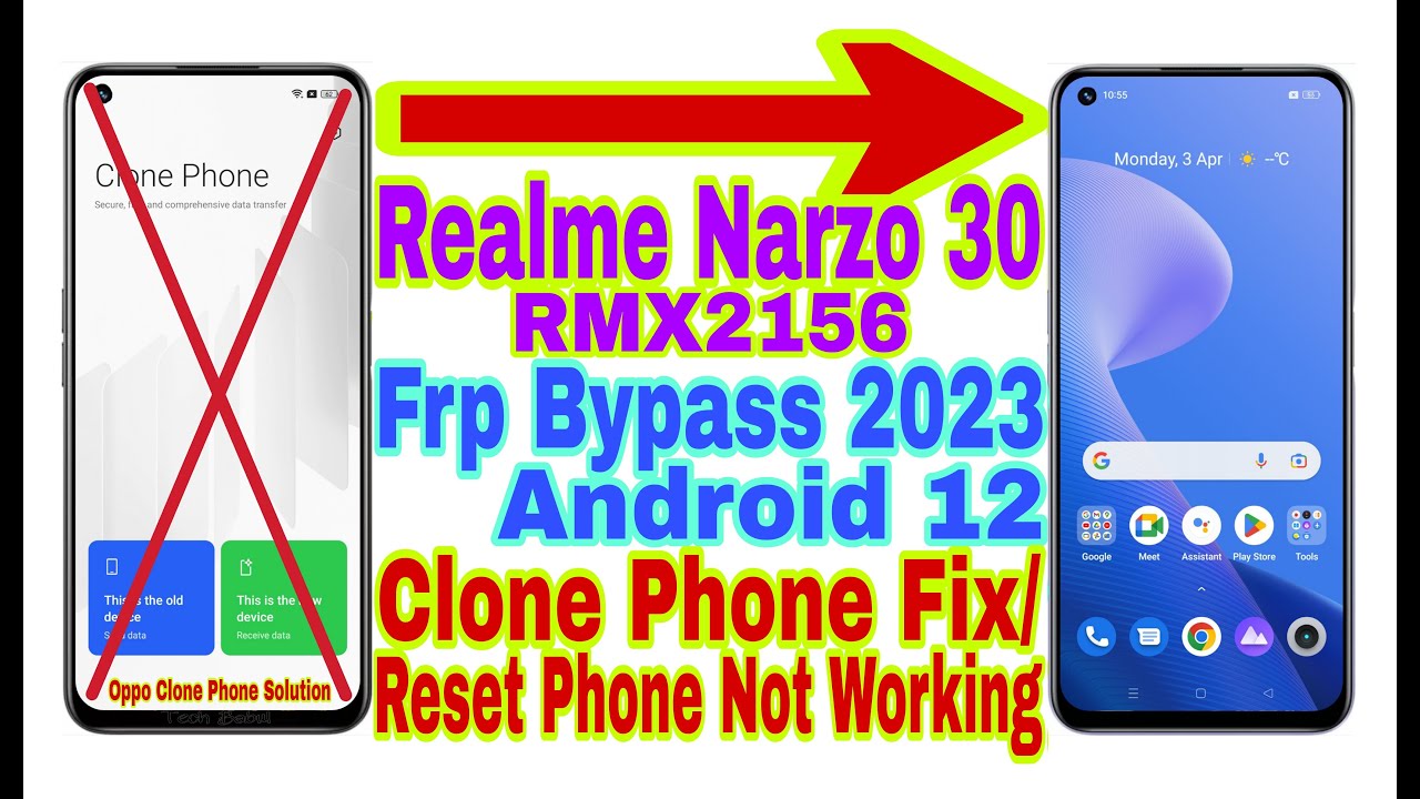 Realme Narzo 30 (RMX2156) Android 12 Frp Bypass || Clone Phone Fix/Reset Phone Not Working || No Pc