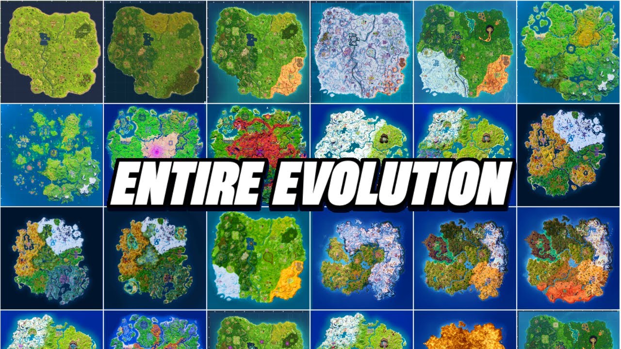 The Entire Evolution Of The Fortnite Map! Chapter 1 Season 1 - Chapter 5 Season 3