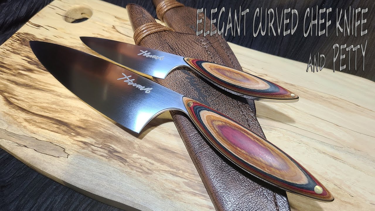 KNIFE MAKING / ELEGANT CURVED CHEF ANA PETTY KNIFE 수제칼  만들기 #146