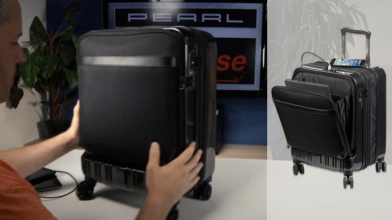 VALISE TROLLEY 30 L pour voyageurs connect&eacute;s ! USB + emplacement appareil multim&eacute;dia - [PEARLTV.FR]