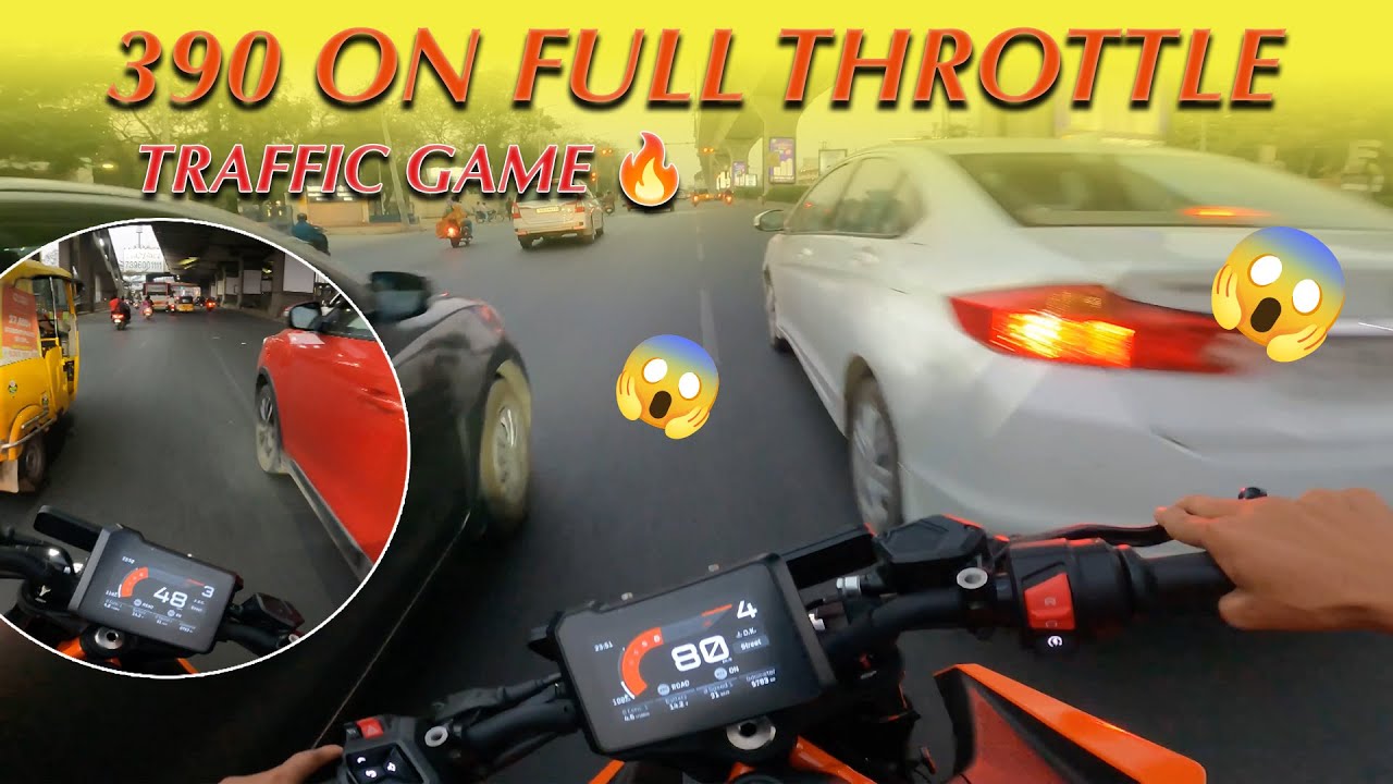 390 on Full Throttle \\ Traffic Game \\ #telugumotovlogs