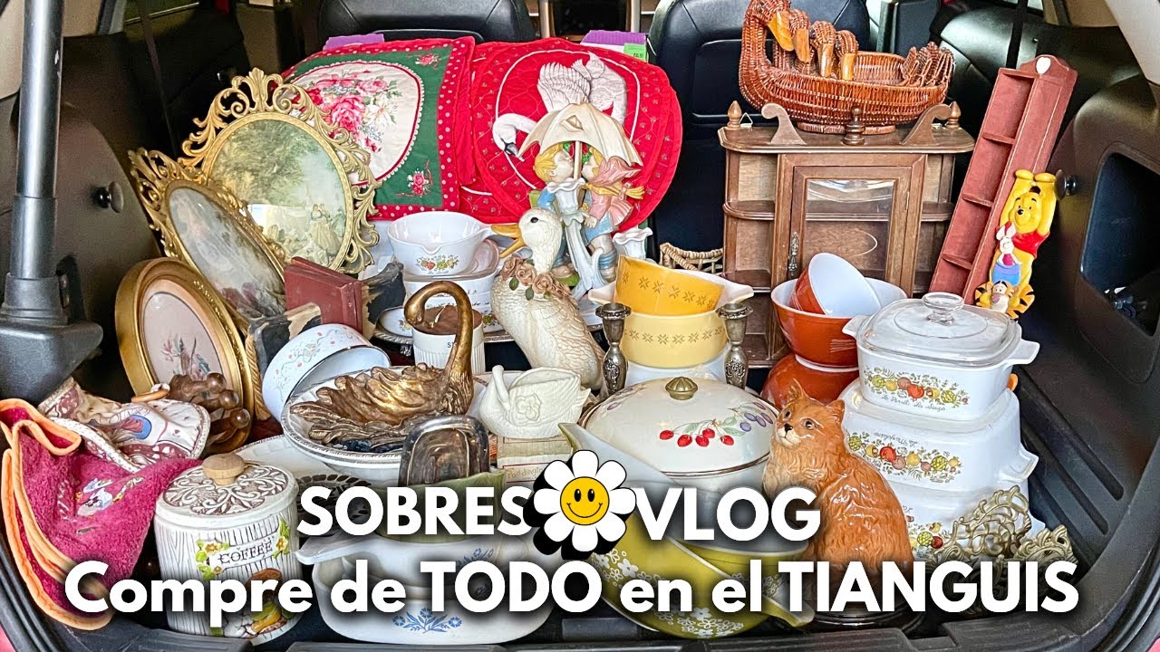 💕✨Compré TODO con Vibras Vintage en el TIANGUIS 😱+PYREX+CORNING+CISNES y Más 😍 en ENSENADA 🙃