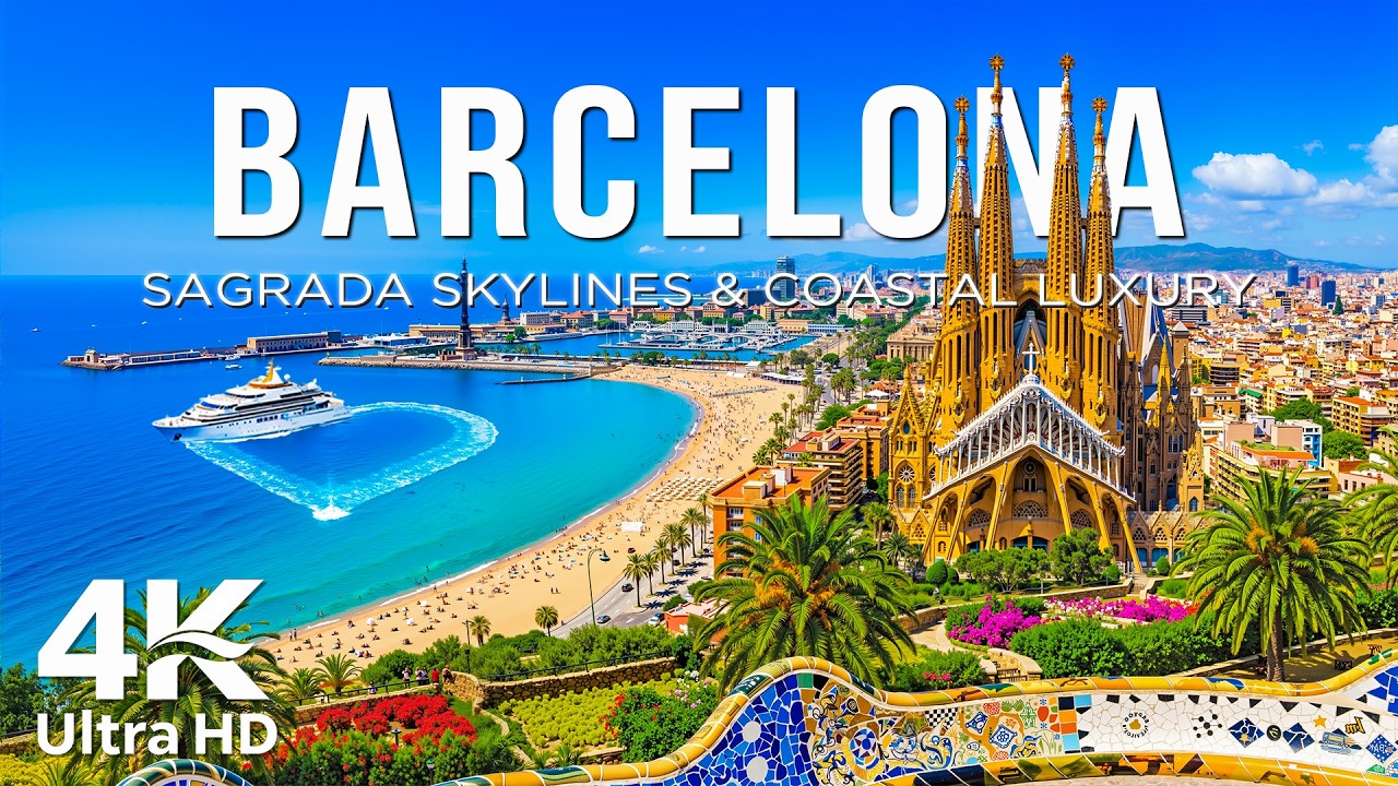 Barcelona 4K Drone Footage 🇪🇸 Urban Beach, Historic Port & Mediterranean Coast