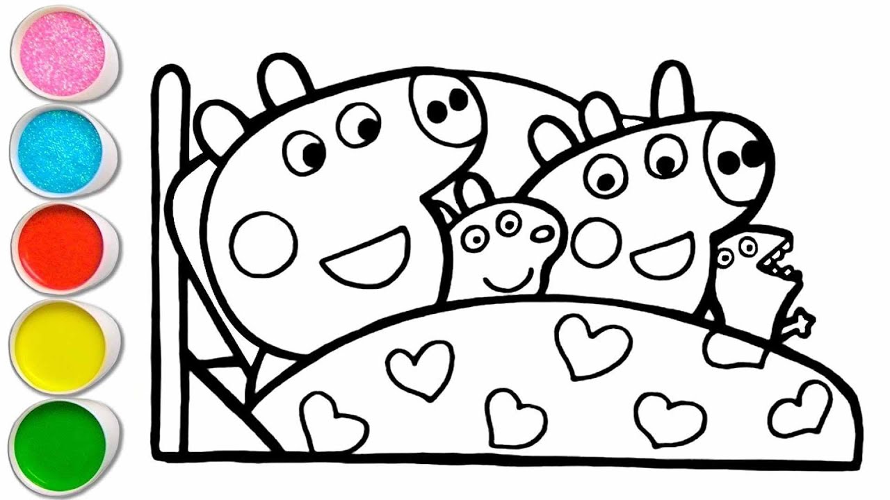 Cute Peppa pig Family Drawing for kids, Painting & Coloring for kids, Toddlers | Let's Draw Together