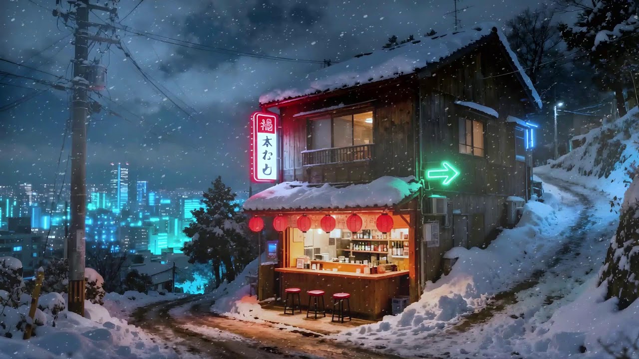 Snowy Tokyo Ramen & Coffee ☕🍜 | Warm Lofi Beats After Dark