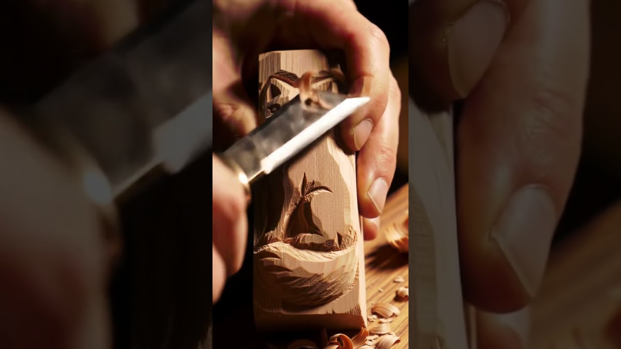 Incredible Fox Wood Carving Transformation 力