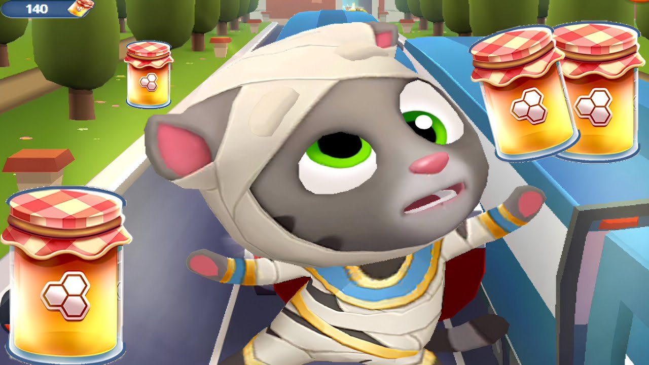 Talking Tom Gold Run Buzzing Sprint event Mummy Tom vs Roy Raccoon Gameplay Android ios