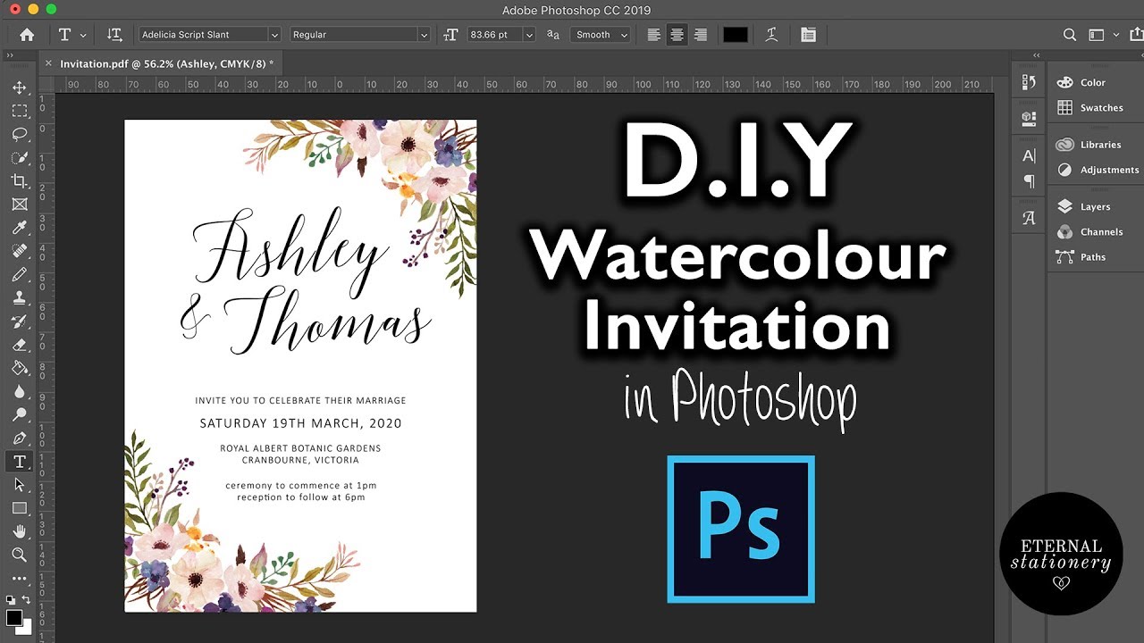 Свадебное приглашение акварелью в Photoshop | Как создать профессиональные приглашения