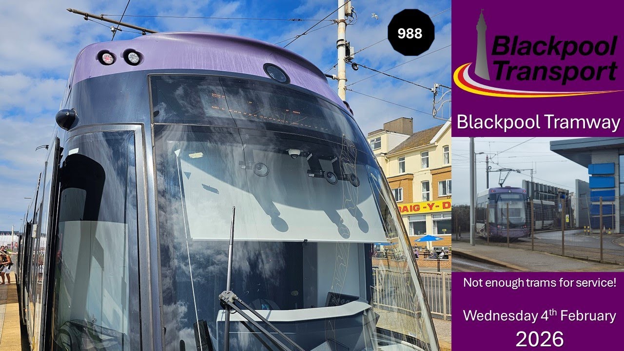 988 - Blackpool Tramway Starr Gate to South Pier on Wednesday 4th February 2026