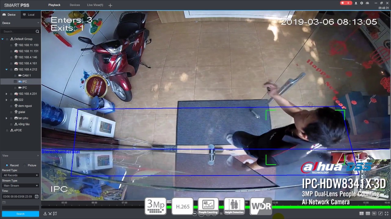 DSS_069 Video Demo Khả Năng Đếm Người Tr&ecirc;n D&ograve;ng Camera Chuy&ecirc;n Dụng  IPC-HDW8341X-3D Của DSS_Dahua