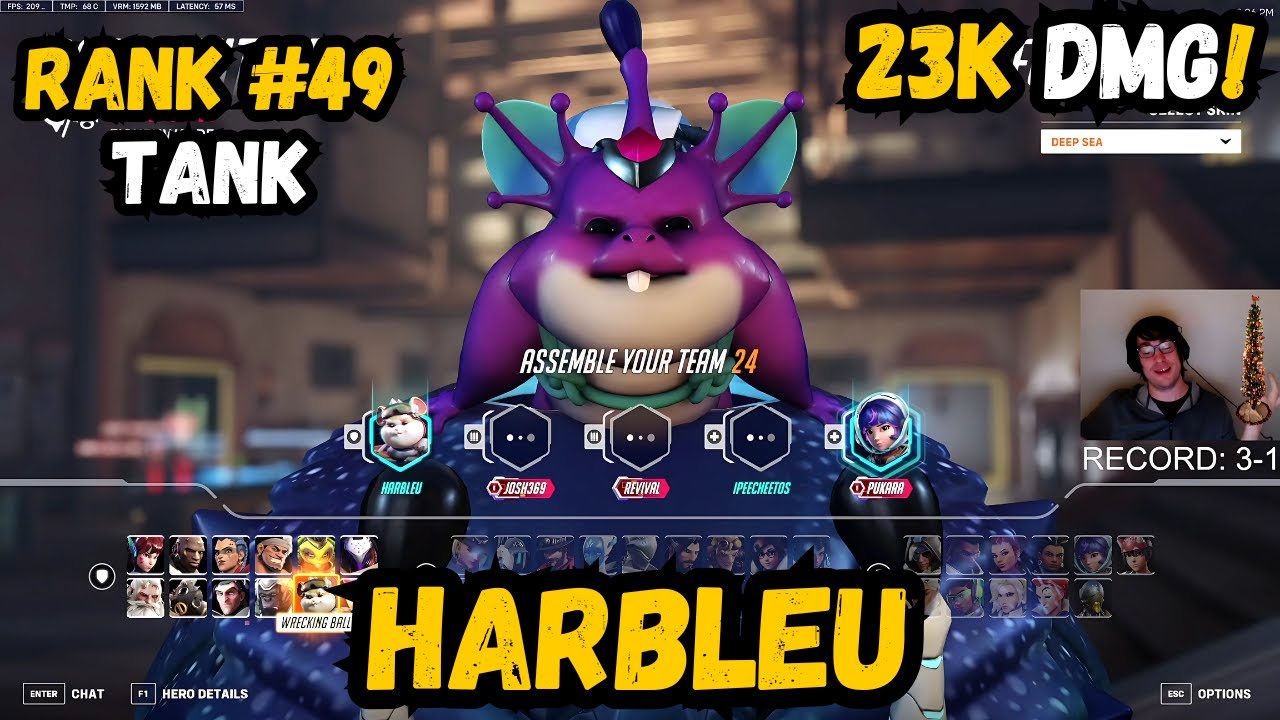 23k DMG! Harbleu TOP 50 ZARYA + WRECKING BALL | OVERWATCH 2 SEASON 13