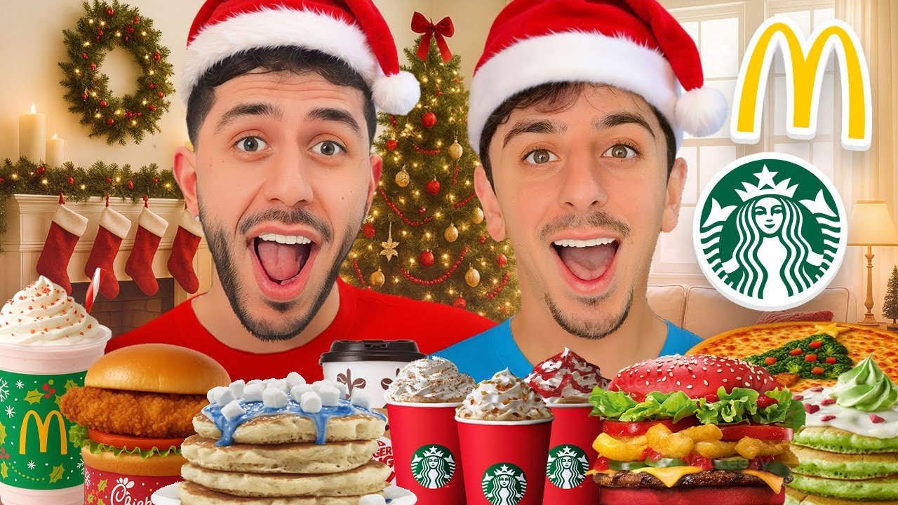 Пробую НОВОГОДНЕЕ МЕНЮ в фастфудах! (Рождество при участии FaZe Rug)