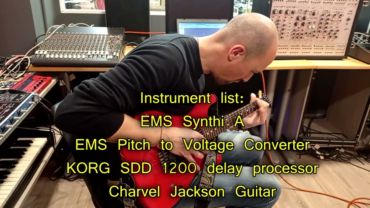 Controlling EMS Synthi A with an electric guitar using the EMS Pitch to Voltage Converter