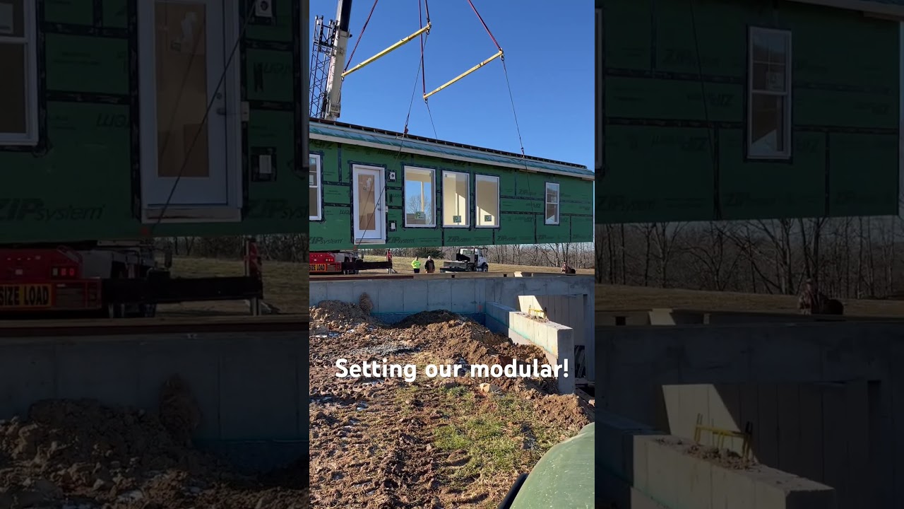 Setting our modular home! Single story ranch on poured basement!