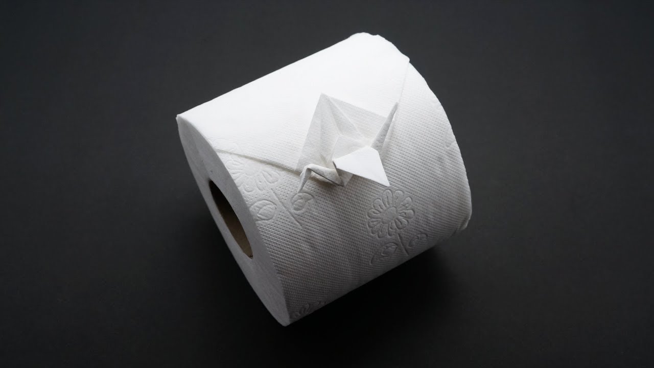 ORIGAMI TOILET PAPER CRANE (Jo Nakashima) - April fool's day #3