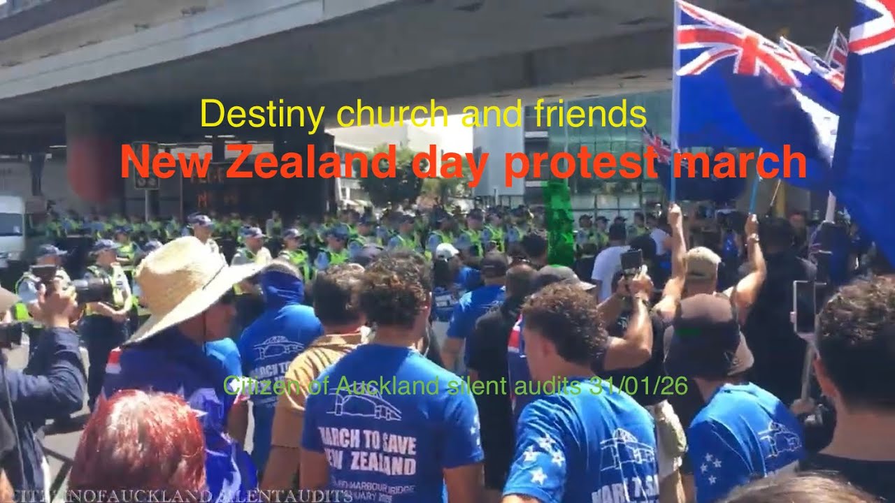 New Zealand day Protest march destiny church and friends. Citizen of Auckland silent audits 31/1/06
