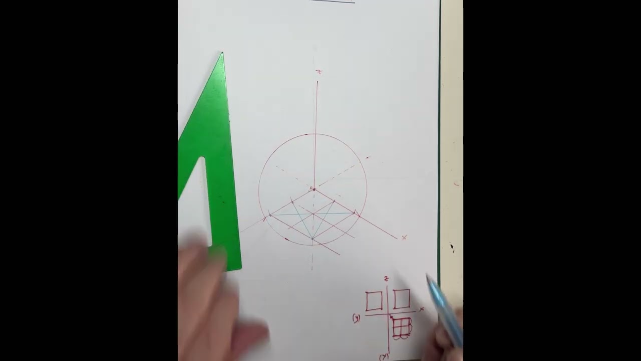 Circunferencia inscrita en un cuadrado en Isométrica