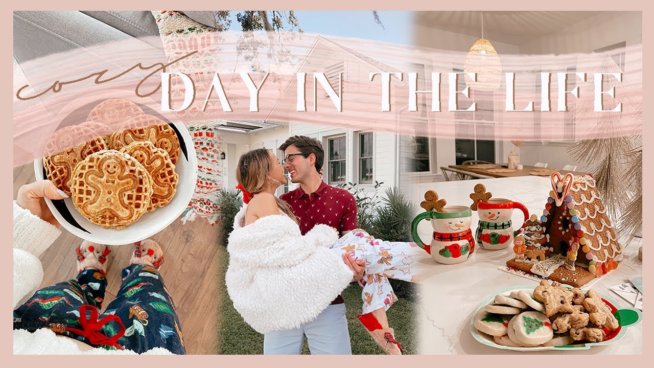 COZY CHRISTMAS DAY AT HOME | gingerbread waffles, homemade soup, & making a gingerbread house! 🎄✨