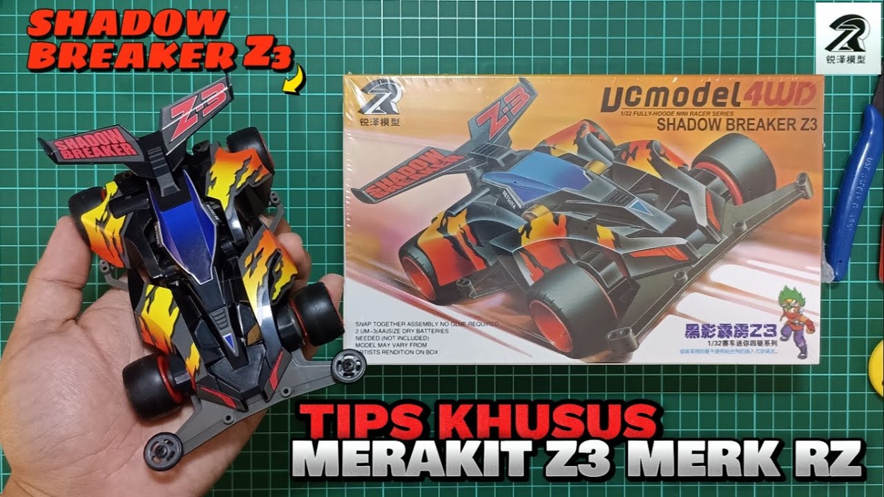 SHADOW BREAKER Z3 - SUPER X CHASSIS - Mini 4WD RZ / Ruize - TAMIYA KW (Cara Merakit Step By Step)