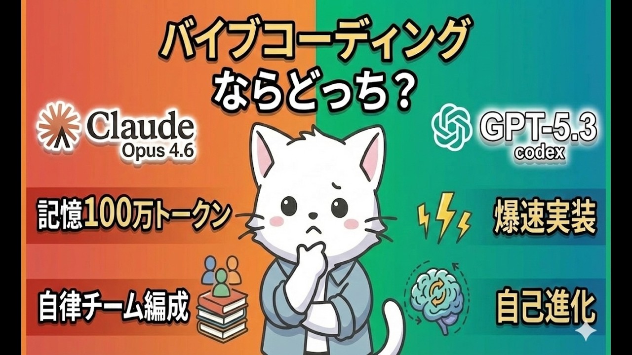 #1【2026最新】Claude Opus 4.6 vs GPT-5.3 codex！バイブコーディング最強はどっちだ？徹底比較