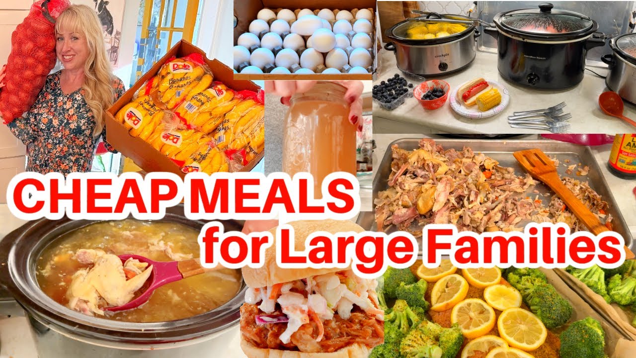 CHEAP MEALS for LARGE FAMILIES on a BUDGET from Scratch Homemade Dinners, Huge Slow Cooker Recipes!