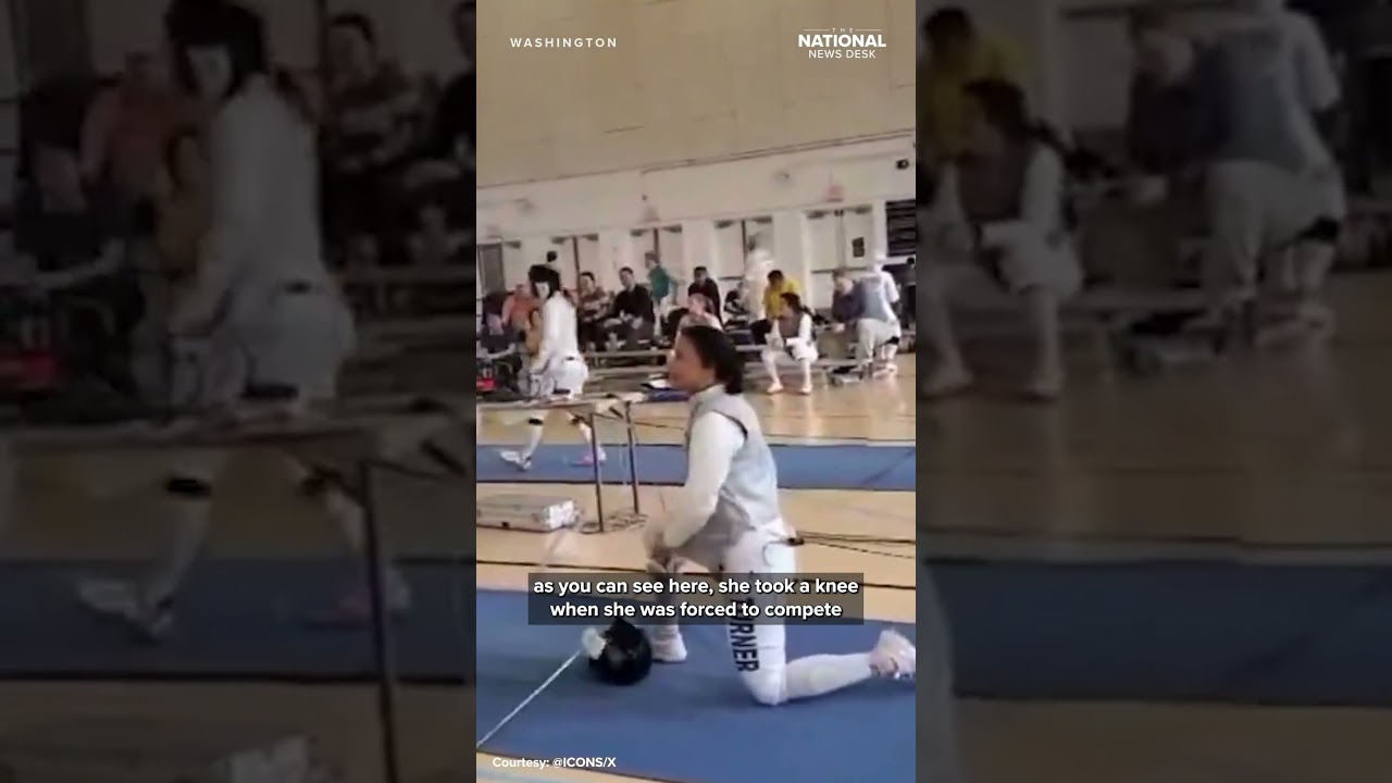 Female fencer takes a knee rather than face transgender opponent