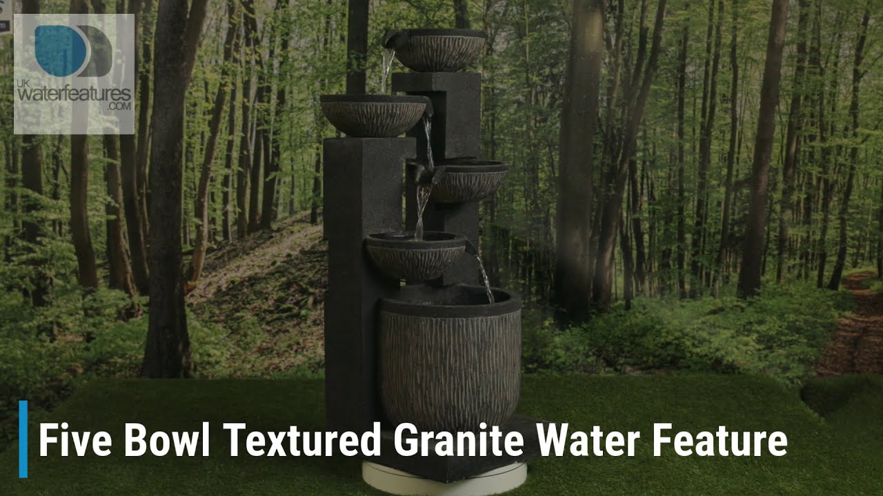 5 Bowl Textured Granite Garden Water Feature Fountain
