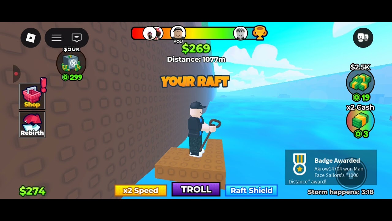 Am desenat o barca ca să trec de ocean pe Roblox