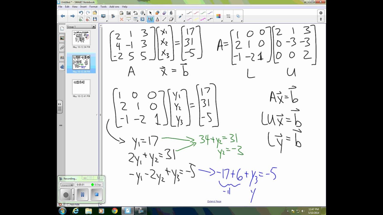 Solving a System of Equations Using an LU Factorization